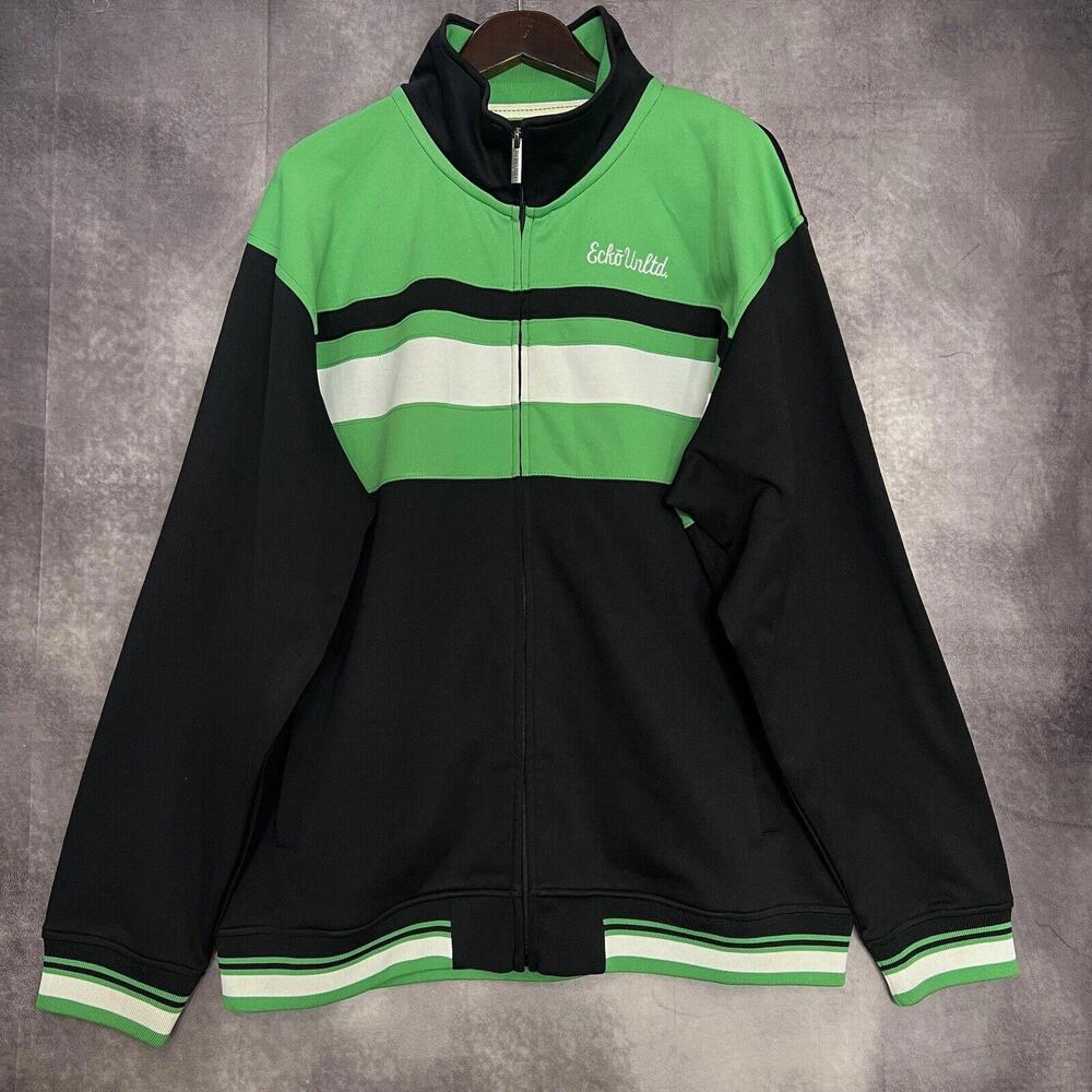 VTGT Ecko Unltd Y2K Full Zip Jacket Men Size XL Black/Green